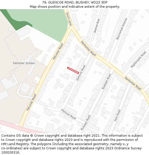 79, GLENCOE ROAD, BUSHEY, WD23 3DP: Location map and indicative extent of plot