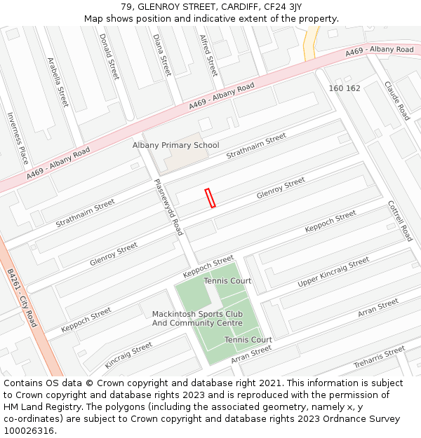79, GLENROY STREET, CARDIFF, CF24 3JY: Location map and indicative extent of plot