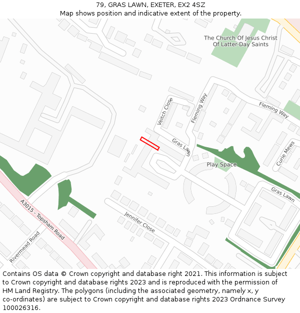 79, GRAS LAWN, EXETER, EX2 4SZ: Location map and indicative extent of plot