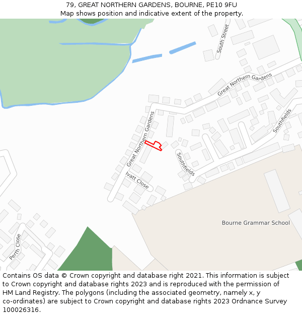 79, GREAT NORTHERN GARDENS, BOURNE, PE10 9FU: Location map and indicative extent of plot