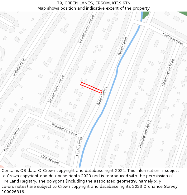 79, GREEN LANES, EPSOM, KT19 9TN: Location map and indicative extent of plot