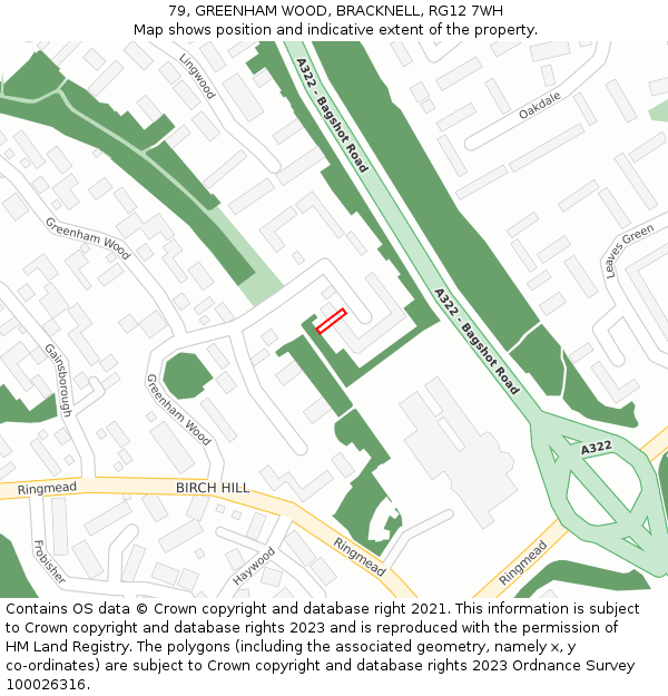 79, GREENHAM WOOD, BRACKNELL, RG12 7WH: Location map and indicative extent of plot