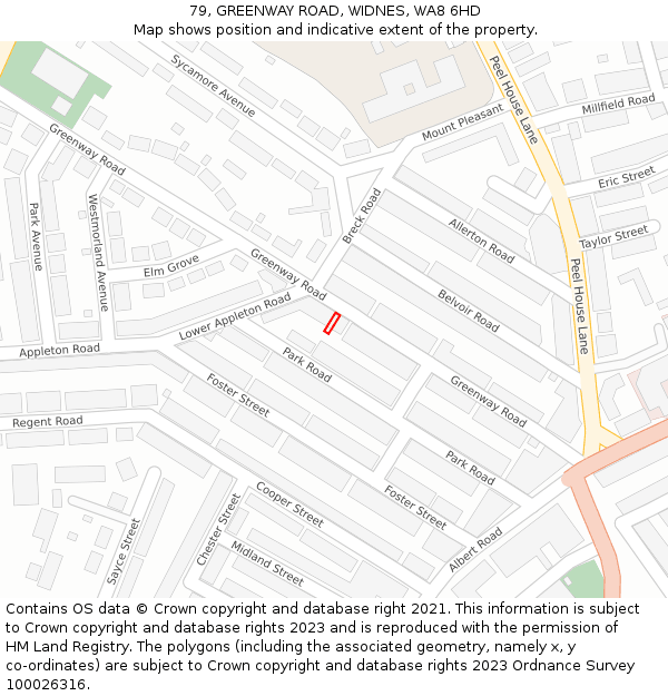 79, GREENWAY ROAD, WIDNES, WA8 6HD: Location map and indicative extent of plot