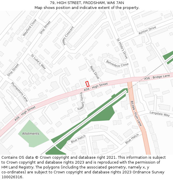 79, HIGH STREET, FRODSHAM, WA6 7AN: Location map and indicative extent of plot