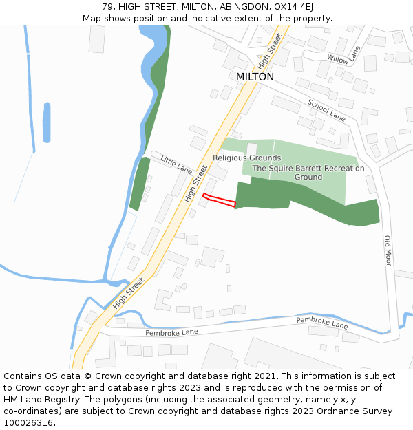 79, HIGH STREET, MILTON, ABINGDON, OX14 4EJ: Location map and indicative extent of plot