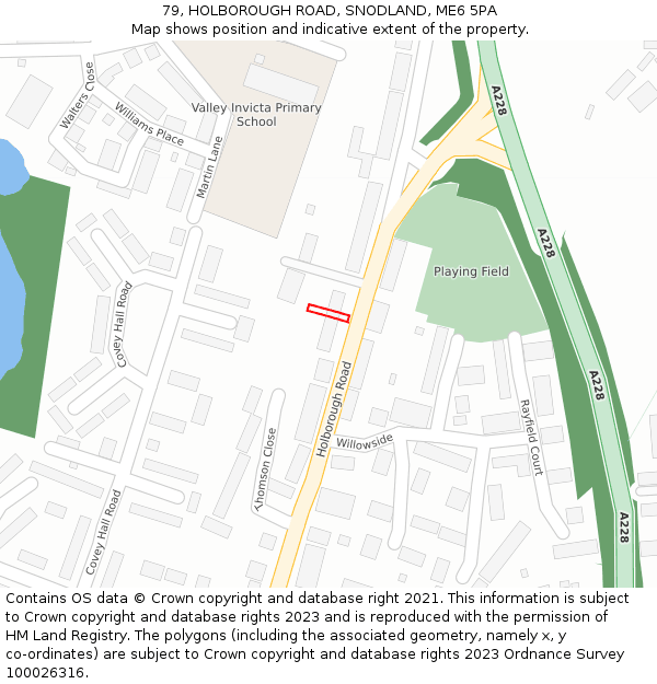79, HOLBOROUGH ROAD, SNODLAND, ME6 5PA: Location map and indicative extent of plot