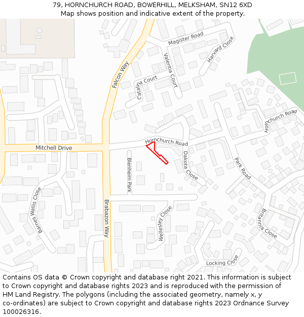 79, HORNCHURCH ROAD, BOWERHILL, MELKSHAM, SN12 6XD: Location map and indicative extent of plot