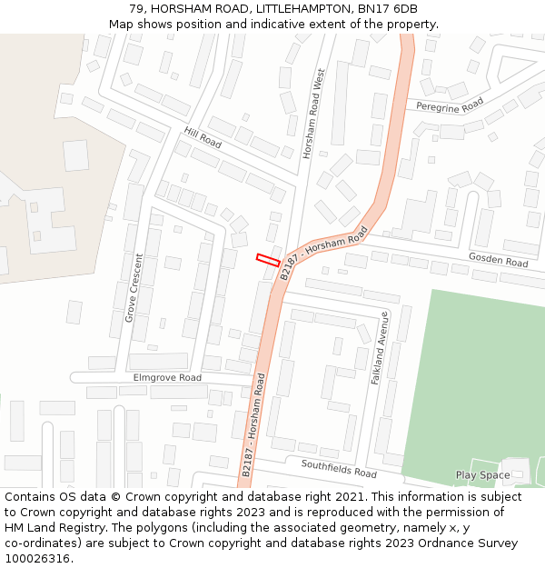 79, HORSHAM ROAD, LITTLEHAMPTON, BN17 6DB: Location map and indicative extent of plot