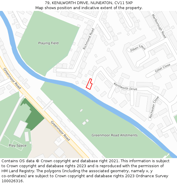 79, KENILWORTH DRIVE, NUNEATON, CV11 5XP: Location map and indicative extent of plot