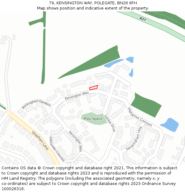 79, KENSINGTON WAY, POLEGATE, BN26 6FH: Location map and indicative extent of plot