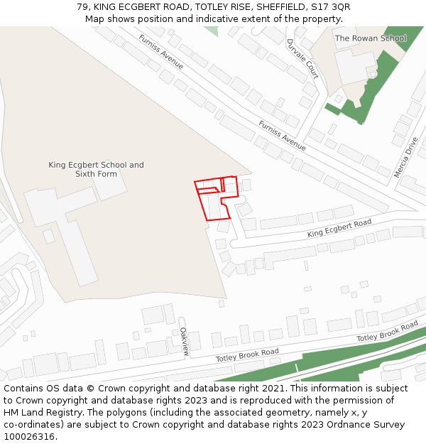 79, KING ECGBERT ROAD, TOTLEY RISE, SHEFFIELD, S17 3QR: Location map and indicative extent of plot