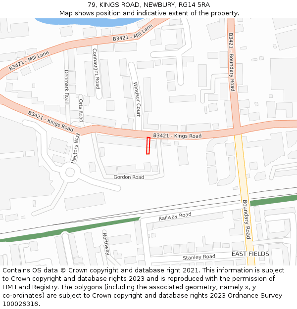 79, KINGS ROAD, NEWBURY, RG14 5RA: Location map and indicative extent of plot