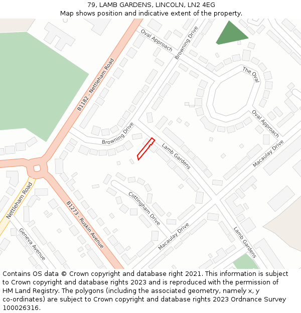79, LAMB GARDENS, LINCOLN, LN2 4EG: Location map and indicative extent of plot