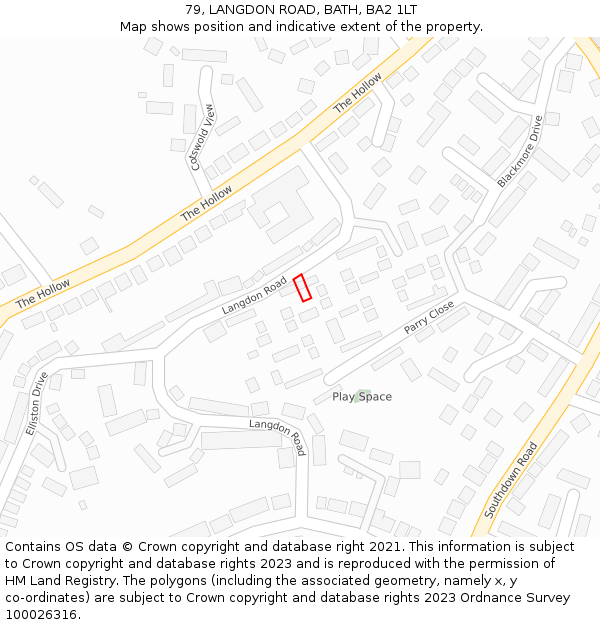 79, LANGDON ROAD, BATH, BA2 1LT: Location map and indicative extent of plot