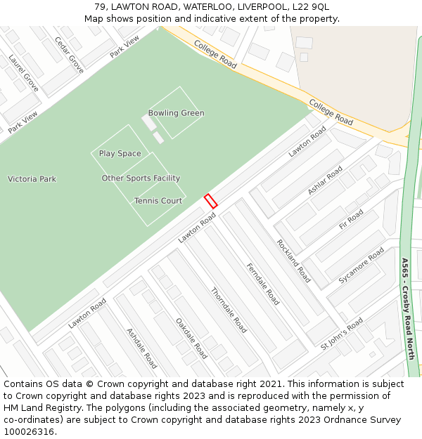 79, LAWTON ROAD, WATERLOO, LIVERPOOL, L22 9QL: Location map and indicative extent of plot