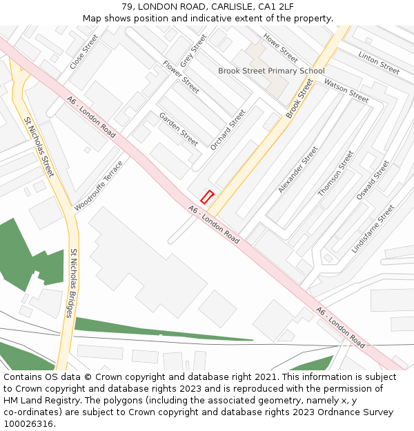 79, LONDON ROAD, CARLISLE, CA1 2LF: Location map and indicative extent of plot