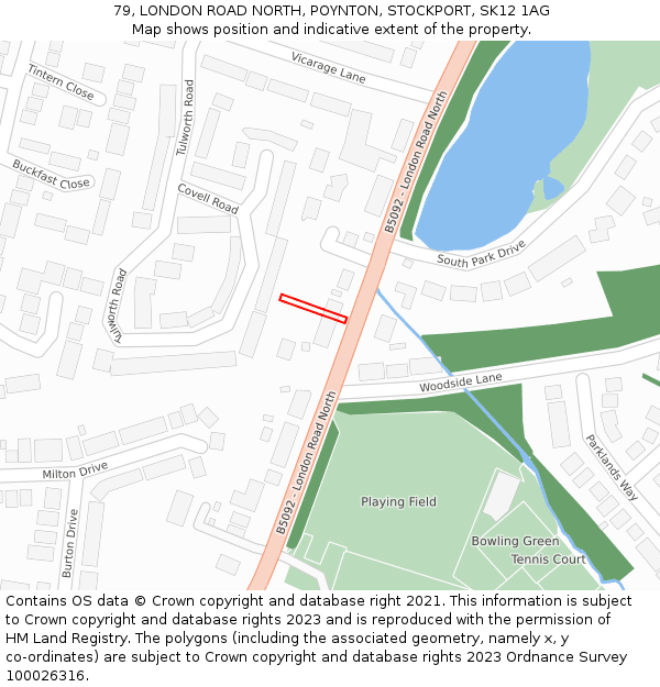 79, LONDON ROAD NORTH, POYNTON, STOCKPORT, SK12 1AG: Location map and indicative extent of plot