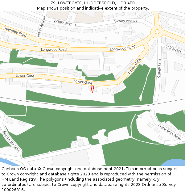 79, LOWERGATE, HUDDERSFIELD, HD3 4ER: Location map and indicative extent of plot