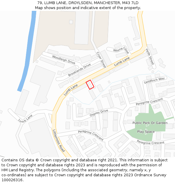 79, LUMB LANE, DROYLSDEN, MANCHESTER, M43 7LD: Location map and indicative extent of plot