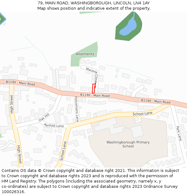 79, MAIN ROAD, WASHINGBOROUGH, LINCOLN, LN4 1AY: Location map and indicative extent of plot