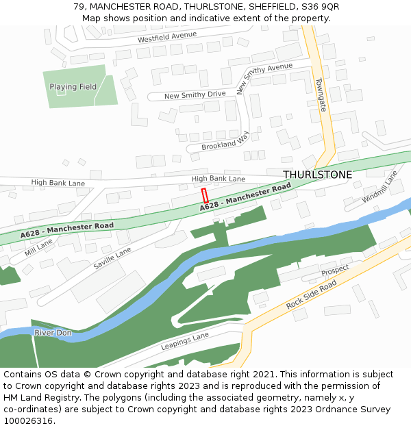 79, MANCHESTER ROAD, THURLSTONE, SHEFFIELD, S36 9QR: Location map and indicative extent of plot