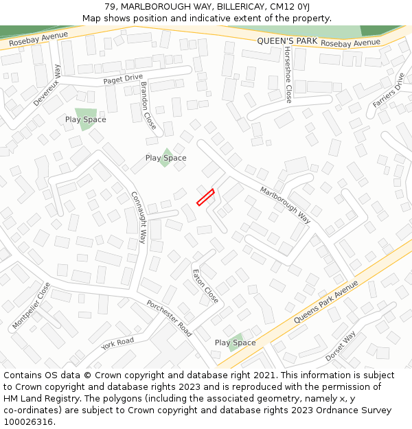 79, MARLBOROUGH WAY, BILLERICAY, CM12 0YJ: Location map and indicative extent of plot
