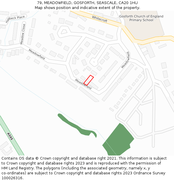 79, MEADOWFIELD, GOSFORTH, SEASCALE, CA20 1HU: Location map and indicative extent of plot