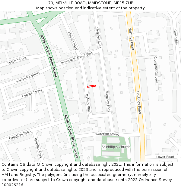 79, MELVILLE ROAD, MAIDSTONE, ME15 7UR: Location map and indicative extent of plot