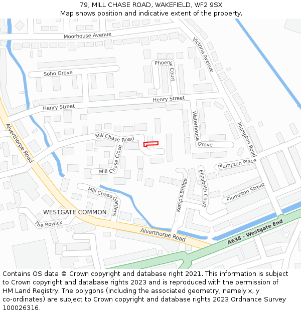79, MILL CHASE ROAD, WAKEFIELD, WF2 9SX: Location map and indicative extent of plot