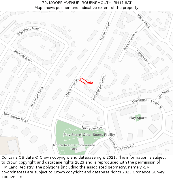 79, MOORE AVENUE, BOURNEMOUTH, BH11 8AT: Location map and indicative extent of plot