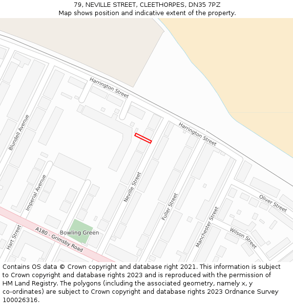 79, NEVILLE STREET, CLEETHORPES, DN35 7PZ: Location map and indicative extent of plot