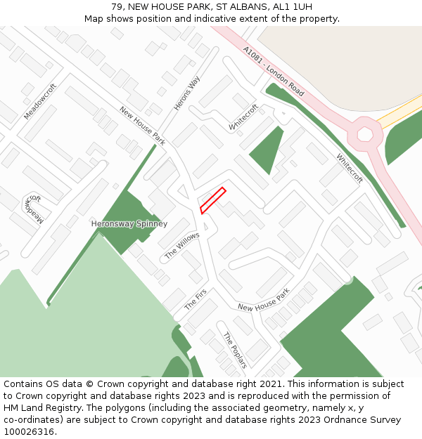 79, NEW HOUSE PARK, ST ALBANS, AL1 1UH: Location map and indicative extent of plot