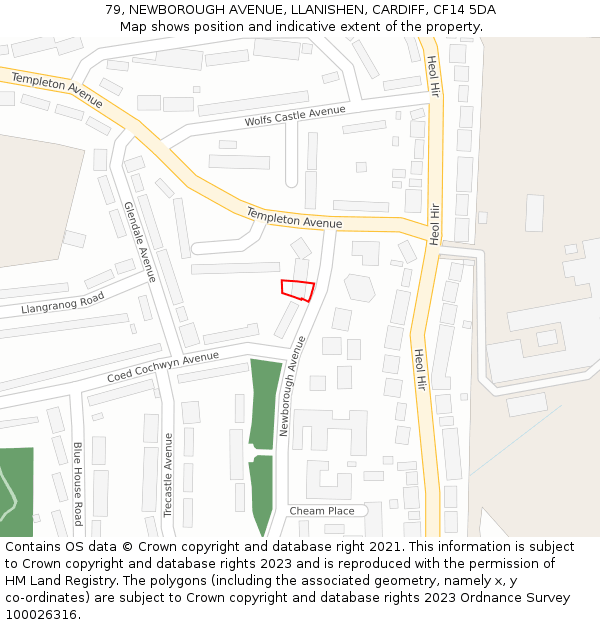 79, NEWBOROUGH AVENUE, LLANISHEN, CARDIFF, CF14 5DA: Location map and indicative extent of plot