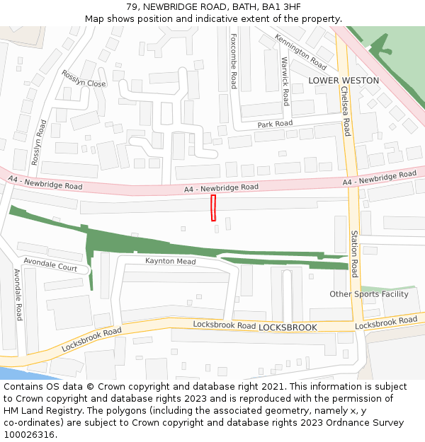 79, NEWBRIDGE ROAD, BATH, BA1 3HF: Location map and indicative extent of plot