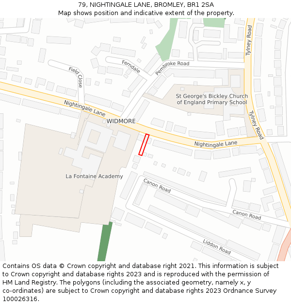 79, NIGHTINGALE LANE, BROMLEY, BR1 2SA: Location map and indicative extent of plot