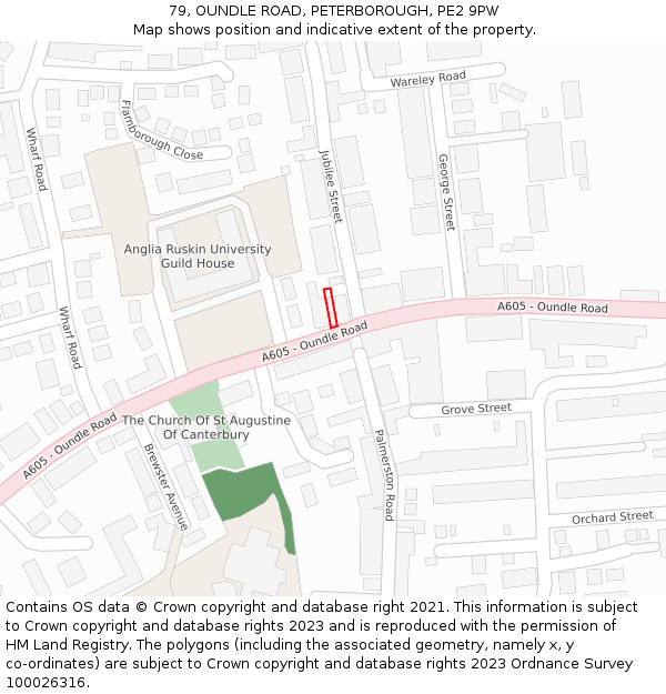 79, OUNDLE ROAD, PETERBOROUGH, PE2 9PW: Location map and indicative extent of plot