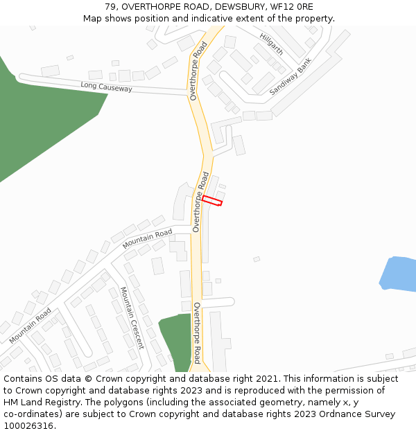 79, OVERTHORPE ROAD, DEWSBURY, WF12 0RE: Location map and indicative extent of plot