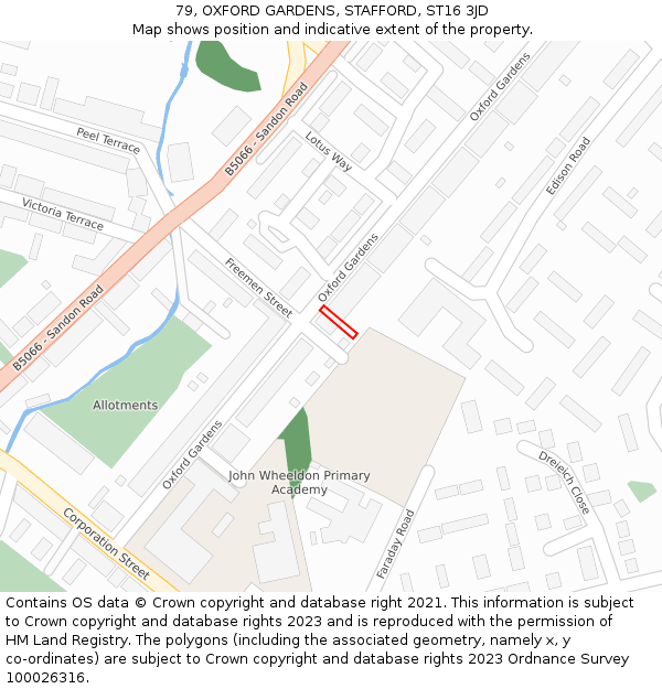 79, OXFORD GARDENS, STAFFORD, ST16 3JD: Location map and indicative extent of plot