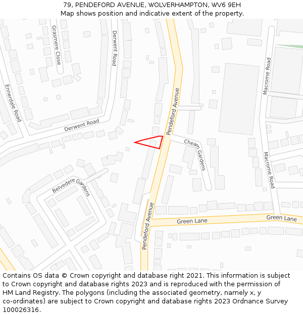 79, PENDEFORD AVENUE, WOLVERHAMPTON, WV6 9EH: Location map and indicative extent of plot