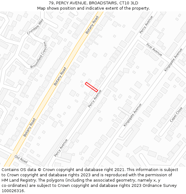 79, PERCY AVENUE, BROADSTAIRS, CT10 3LD: Location map and indicative extent of plot