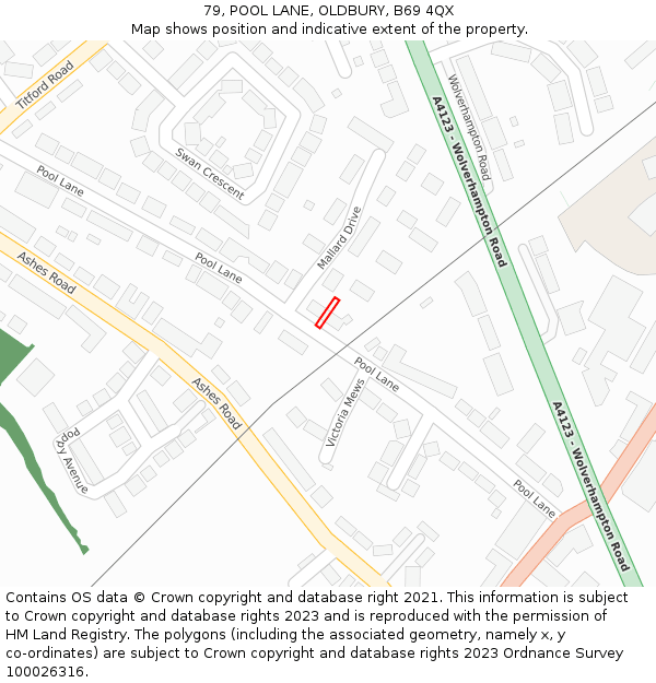 79, POOL LANE, OLDBURY, B69 4QX: Location map and indicative extent of plot