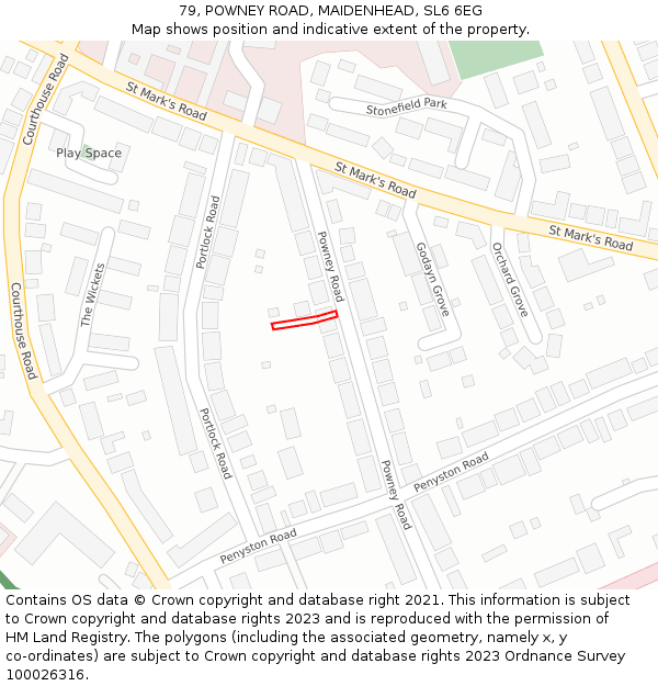79, POWNEY ROAD, MAIDENHEAD, SL6 6EG: Location map and indicative extent of plot