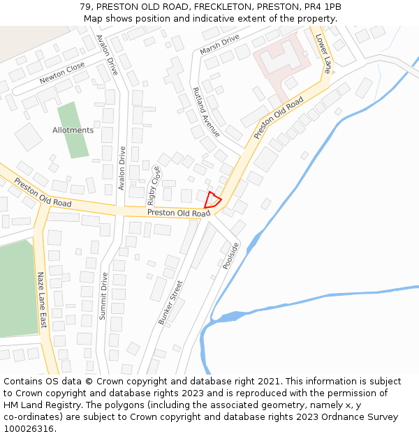 79, PRESTON OLD ROAD, FRECKLETON, PRESTON, PR4 1PB: Location map and indicative extent of plot