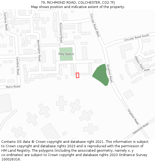 79, RICHMOND ROAD, COLCHESTER, CO2 7FJ: Location map and indicative extent of plot