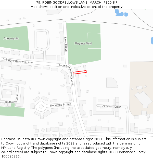 79, ROBINGOODFELLOWS LANE, MARCH, PE15 8JF: Location map and indicative extent of plot