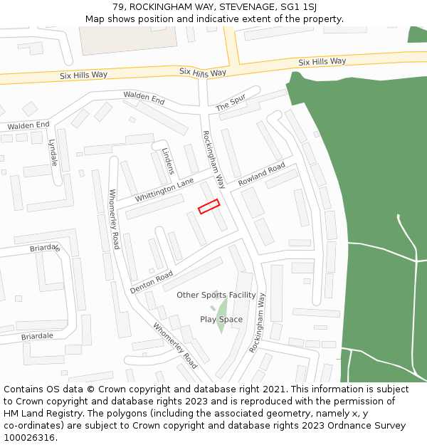 79, ROCKINGHAM WAY, STEVENAGE, SG1 1SJ: Location map and indicative extent of plot