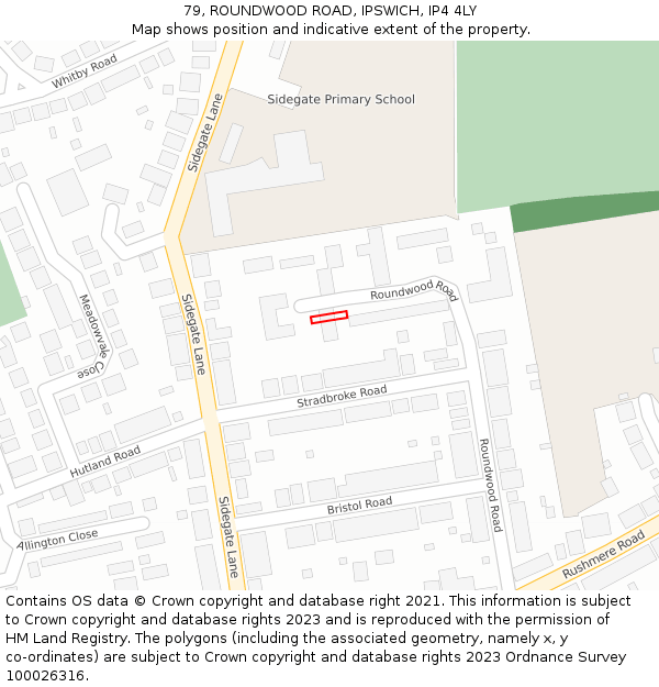 79, ROUNDWOOD ROAD, IPSWICH, IP4 4LY: Location map and indicative extent of plot