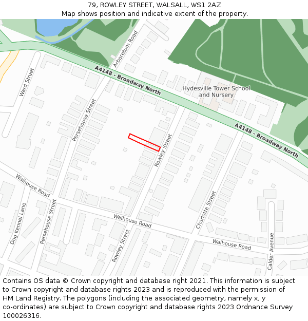 79, ROWLEY STREET, WALSALL, WS1 2AZ: Location map and indicative extent of plot