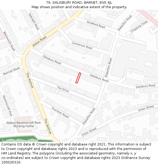 79, SALISBURY ROAD, BARNET, EN5 4JL: Location map and indicative extent of plot