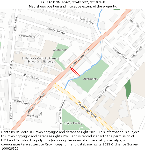 79, SANDON ROAD, STAFFORD, ST16 3HF: Location map and indicative extent of plot